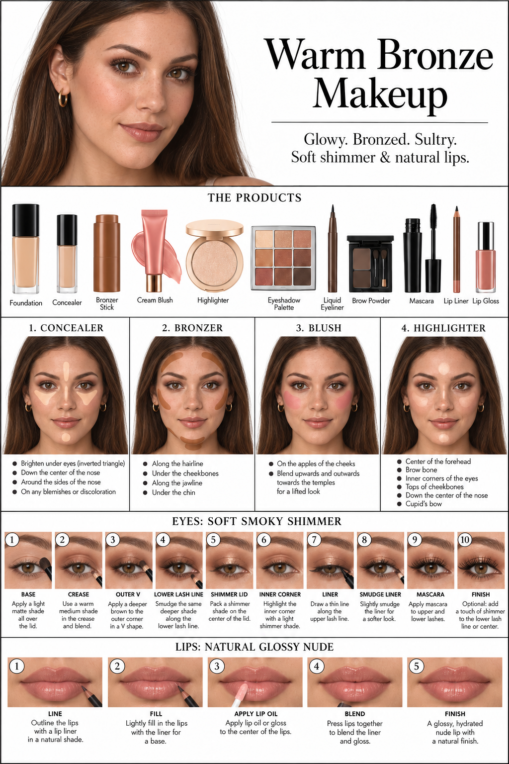 Illustrative tutorial adapted from a user-supplied reference. The model has been replaced with a fictional adult; this is not a celebrity product-use claim.