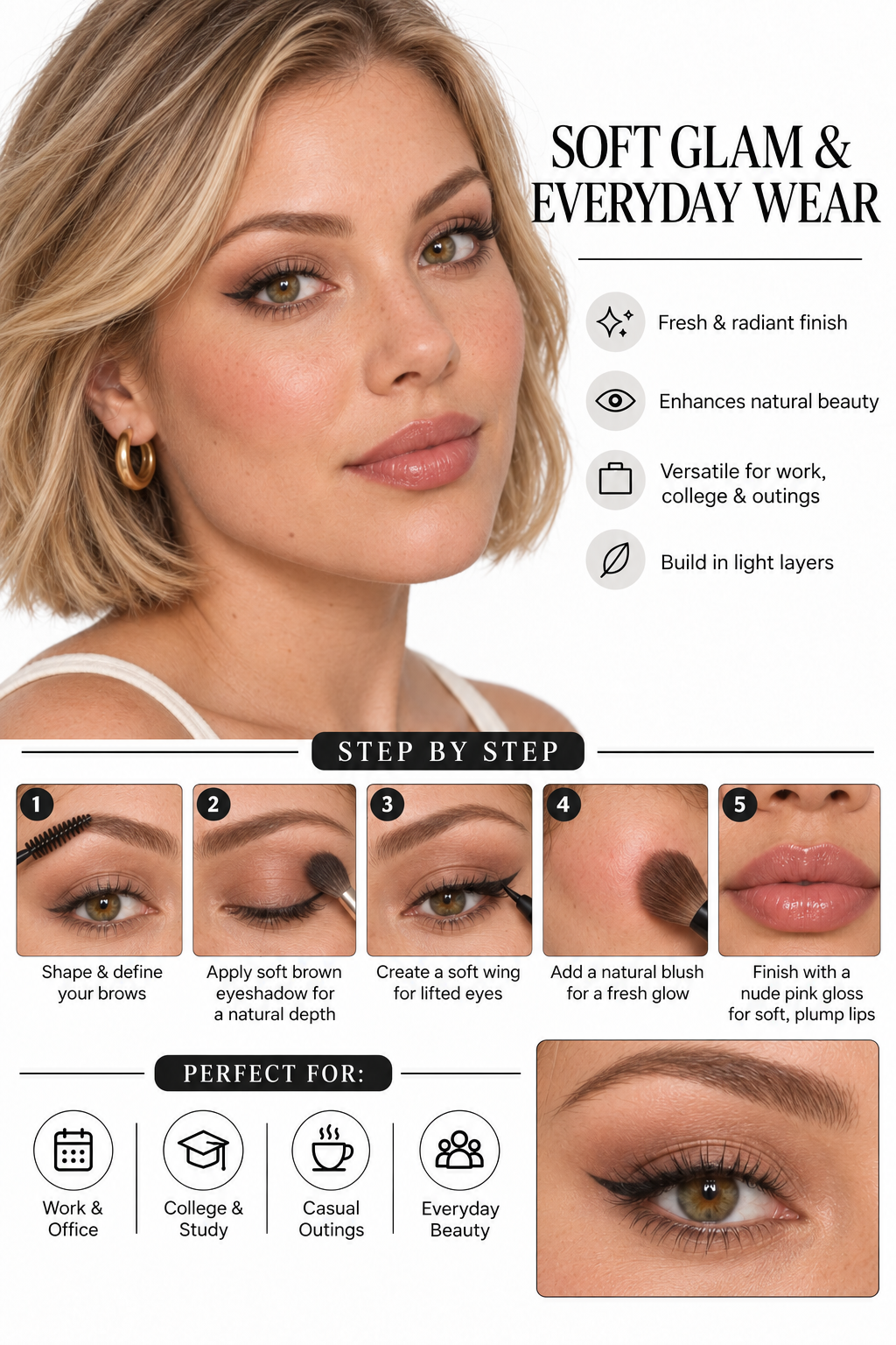 Illustrative tutorial adapted from a user-supplied reference. The model has been replaced with a fictional adult; this is not a celebrity product-use claim.
